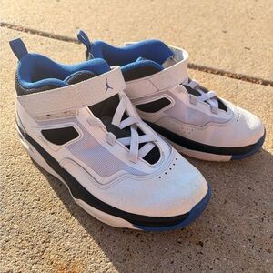 Jordan Kids' White and Blue Basketball Sneakers with Strap
